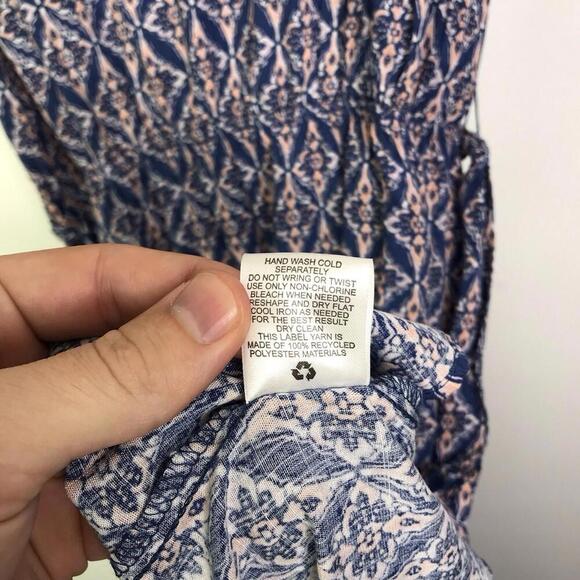 Lucky Brand Dress Womens Large Colorful Tie Waist Flutter Sleeve Midi Tie Waist - Picture 10 of 10